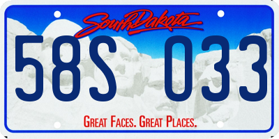 SD license plate 58SO33