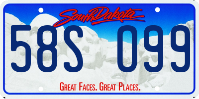 SD license plate 58SO99