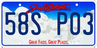 SD license plate 58SP03