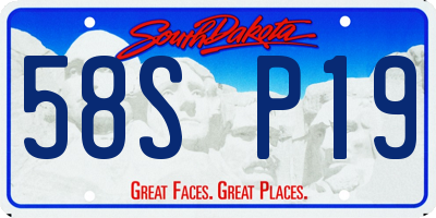 SD license plate 58SP19