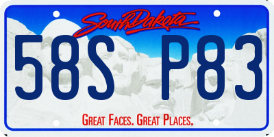 SD license plate 58SP83