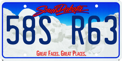 SD license plate 58SR63