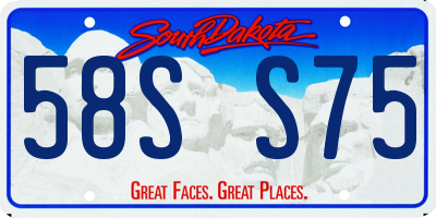 SD license plate 58SS75