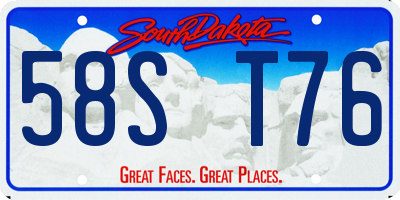 SD license plate 58ST76