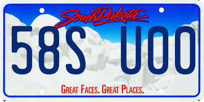 SD license plate 58SU00