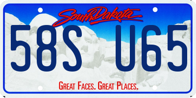 SD license plate 58SU65