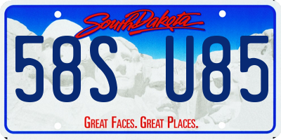 SD license plate 58SU85