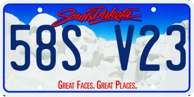 SD license plate 58SV23