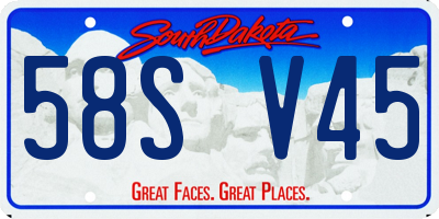 SD license plate 58SV45
