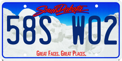 SD license plate 58SW02
