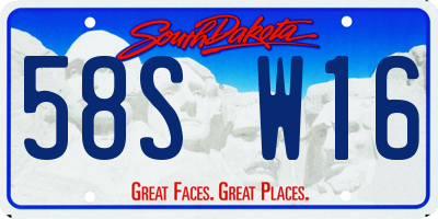 SD license plate 58SW16