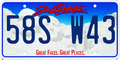 SD license plate 58SW43