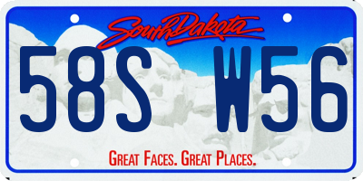 SD license plate 58SW56