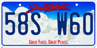 SD license plate 58SW60