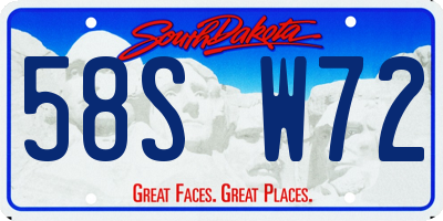 SD license plate 58SW72