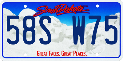 SD license plate 58SW75