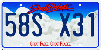 SD license plate 58SX31