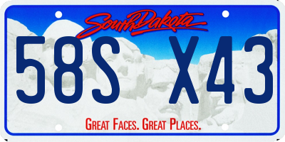 SD license plate 58SX43