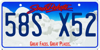 SD license plate 58SX52
