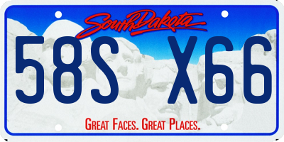 SD license plate 58SX66
