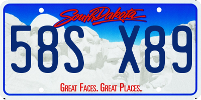 SD license plate 58SX89