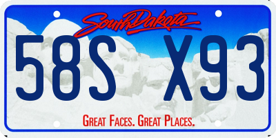 SD license plate 58SX93