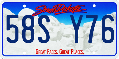 SD license plate 58SY76