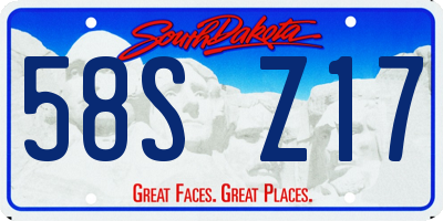 SD license plate 58SZ17