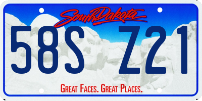 SD license plate 58SZ21