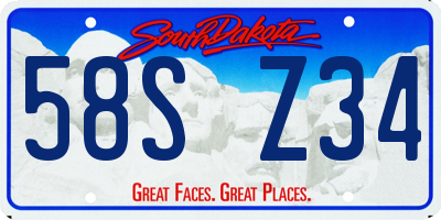 SD license plate 58SZ34