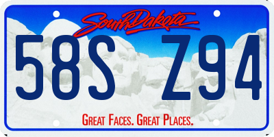SD license plate 58SZ94