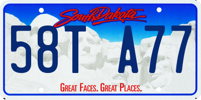SD license plate 58TA77