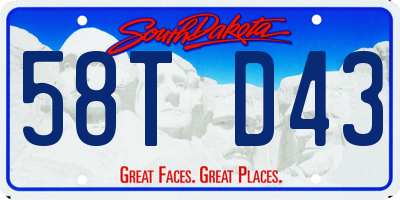 SD license plate 58TD43