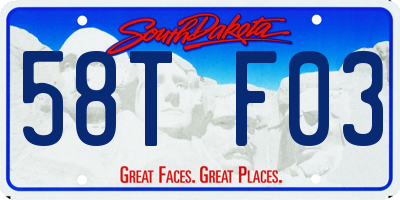 SD license plate 58TF03