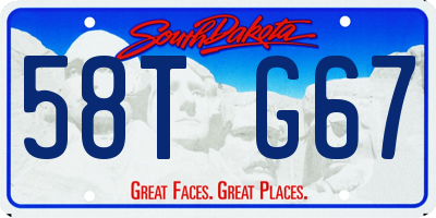 SD license plate 58TG67