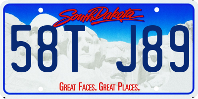 SD license plate 58TJ89
