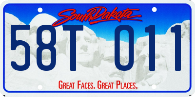 SD license plate 58TO11