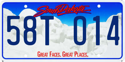 SD license plate 58TO14