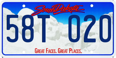 SD license plate 58TO20