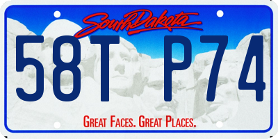 SD license plate 58TP74