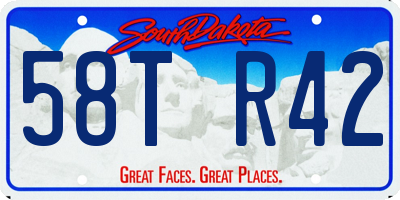 SD license plate 58TR42