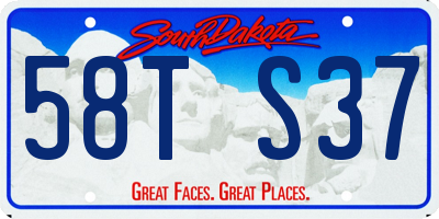 SD license plate 58TS37
