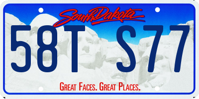 SD license plate 58TS77