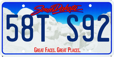 SD license plate 58TS92