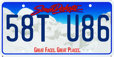 SD license plate 58TU86