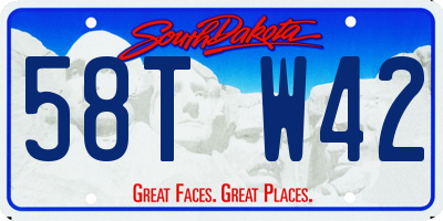 SD license plate 58TW42