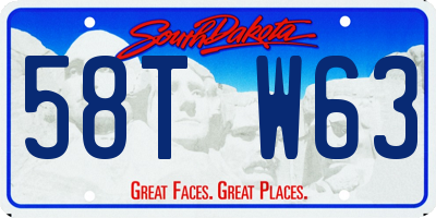 SD license plate 58TW63