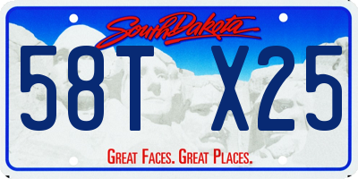SD license plate 58TX25