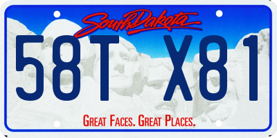 SD license plate 58TX81