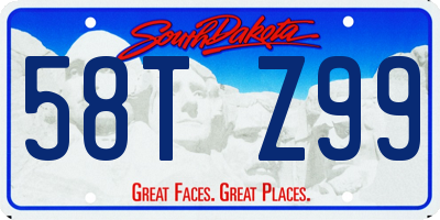 SD license plate 58TZ99